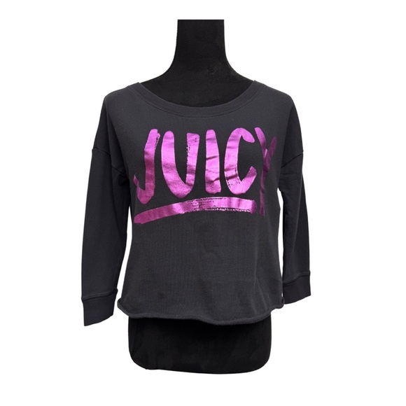 Juicy Couture Cropped Oversized Sweatshirt Black - Picture 1 of 7